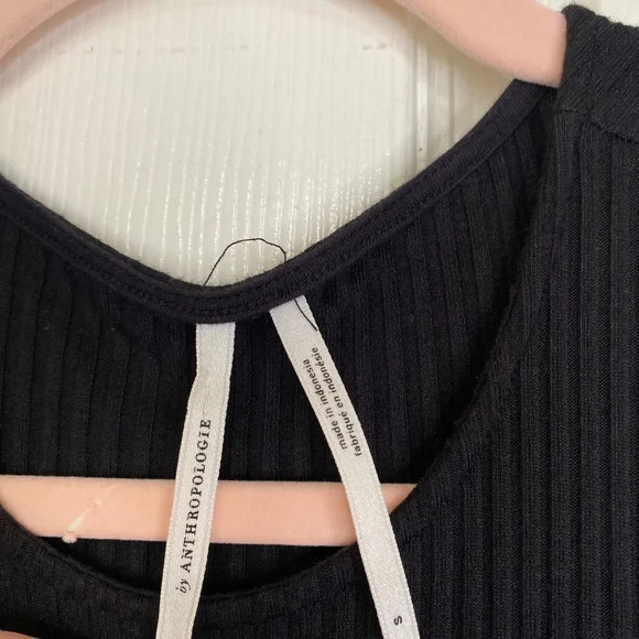 ANTHROPOLOGIE Black Ribbed Kingsolver Sleeveless Midi Dress Size Small - Picture 6 of 9